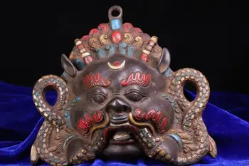 

wedding decoration Tibetan Buddhism copper handmade beating chisel engraving color painting Dapeng gold-winged bird statue mask