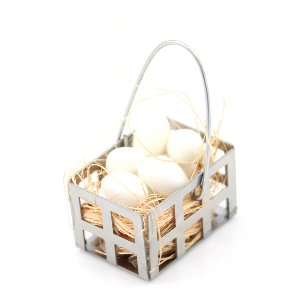 

1:6 1:12 Dollhouse Egg Basket Dolls House Kitchen Food Miniature White Eggs Furniture Decor DIY Baby Toys