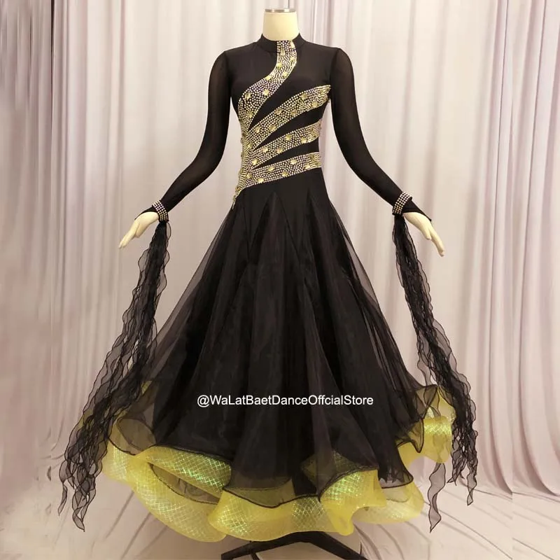 

Standard Ballroom Dress Viennese Waltz Dress Waltz Dance Costumes Black Tango Dress Foxtrot Dance Dress Dance Clothes Ball Dress