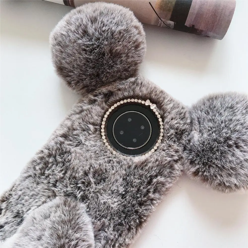 Меховой милый силиконовый плюшевый чехол для телефона huawei mate 30 Lite Pro Y6 Y7 honor 20