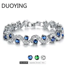 Модный синий браслет AAA+ кубический цирконий теннисные браслеты Подарки для женщин свадебный кристалл браслет ювелирные изделия