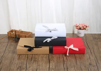 

24*19.5*7CM Solid Color Paper Gift Box with Ribbon T-shirt Scarf Towel Packing Box Wholesale WB962