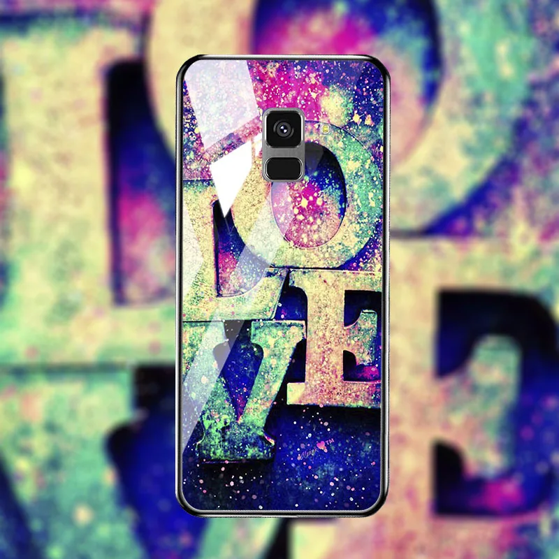 Роскошный чехол для телефона из закаленного стекла для samsung galaxy J4 J6 J8 J2 pro силиконовые чехлы для samsung A7 A6 plus чехлы - Цвет: M090