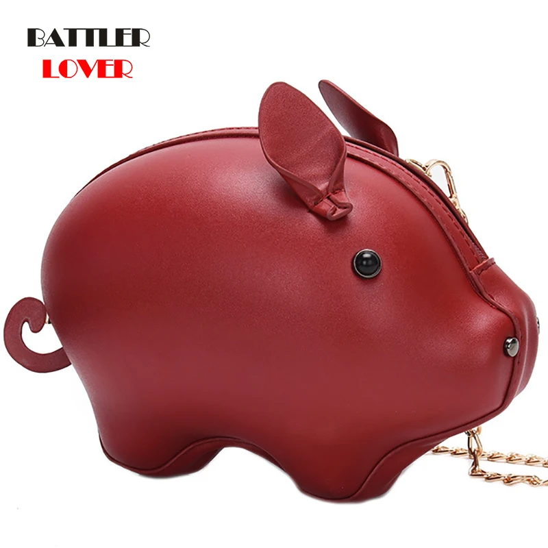 Korean Fashion Leather Womens Bag Pig Small Round Bag Chain Female Shoulder Messenger Bag Wrist Bag Party Clutch Coin Purse 2019