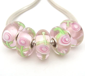 

JGWGT 2252 5X 100% Authenticity S925 Sterling Silver Beads Murano Glass beads Fit European Charms Bracelet diy jewelry Lampwork