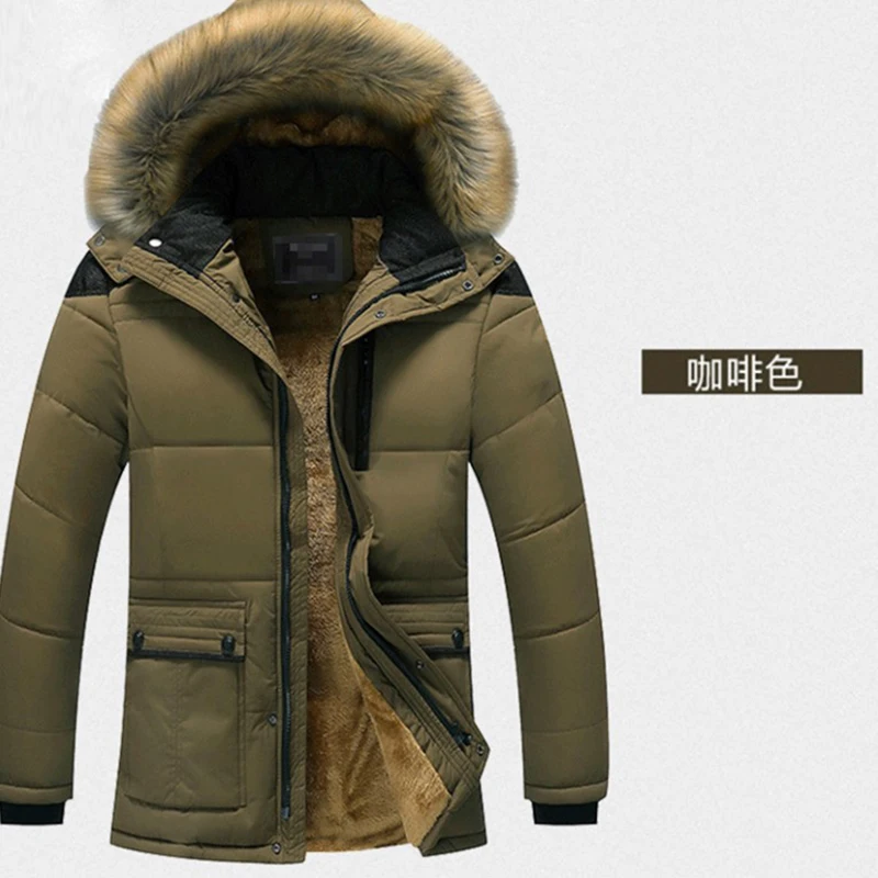 Новое зимнее мужское хлопковое пальто, утолщенное, средней и длинной, теплое и отстегивающееся, однотонное