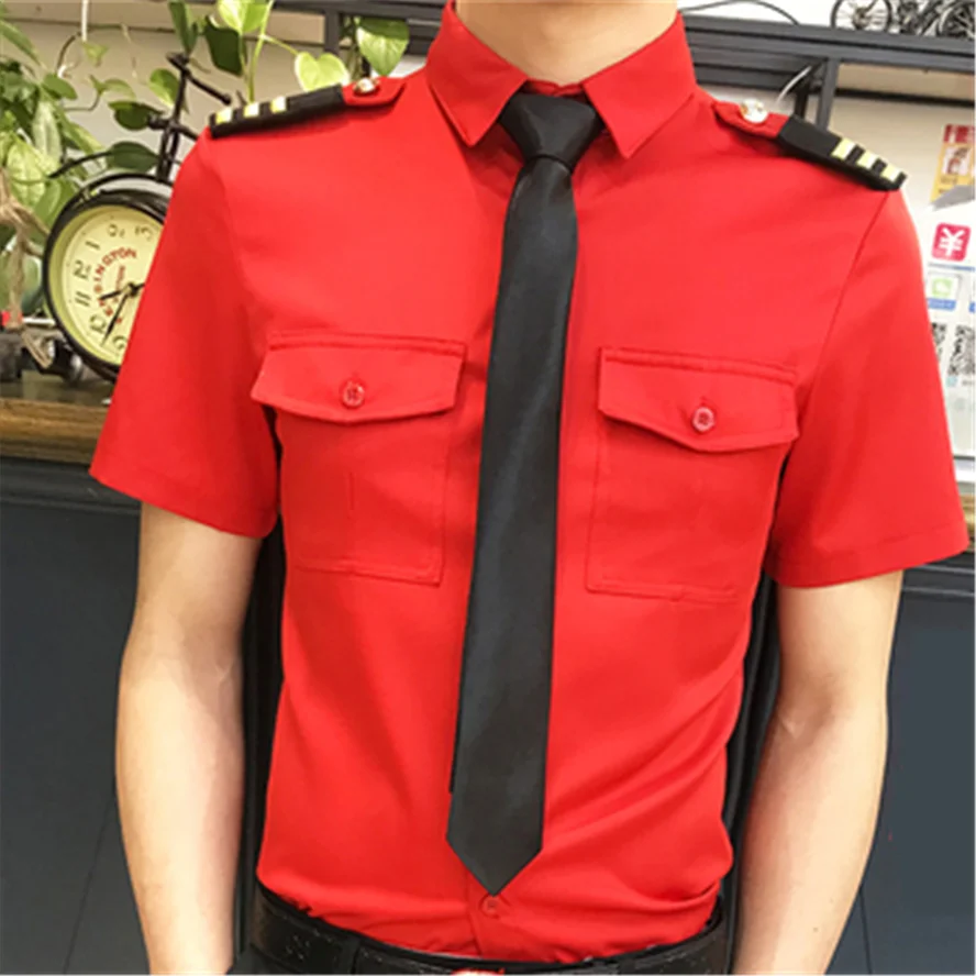 Мужская тонкая рубашка с длинным рукавом, униформа пилота, парикмахера, бармена, рубашки для официантов, вечерние рубашки для ночного клуба