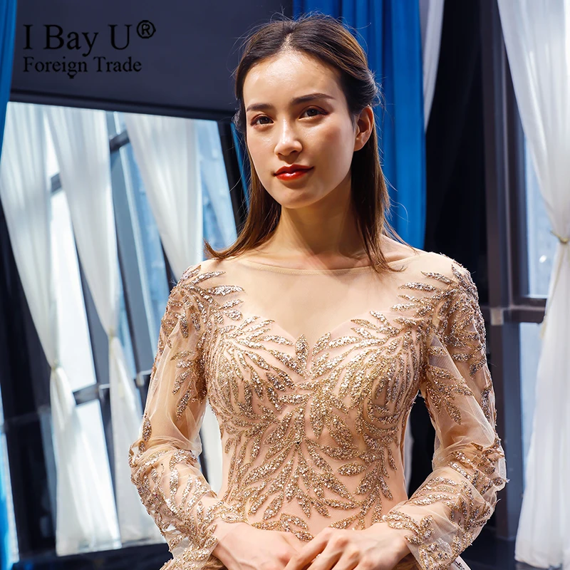 Vestido De Noiva 20120, свадебное платье с длинным рукавом, блестящее золотое, Бальное, корсетное, свадебное, свадебное, церемониальное платье, robe de mariage