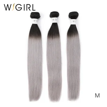

Wigirl Hair Ombre 1b/Grey Brazilian Straight Human Hair Bundles Weave Two Tone Hair Extensions Remy Hair 3 Ps/lot Free Shipping