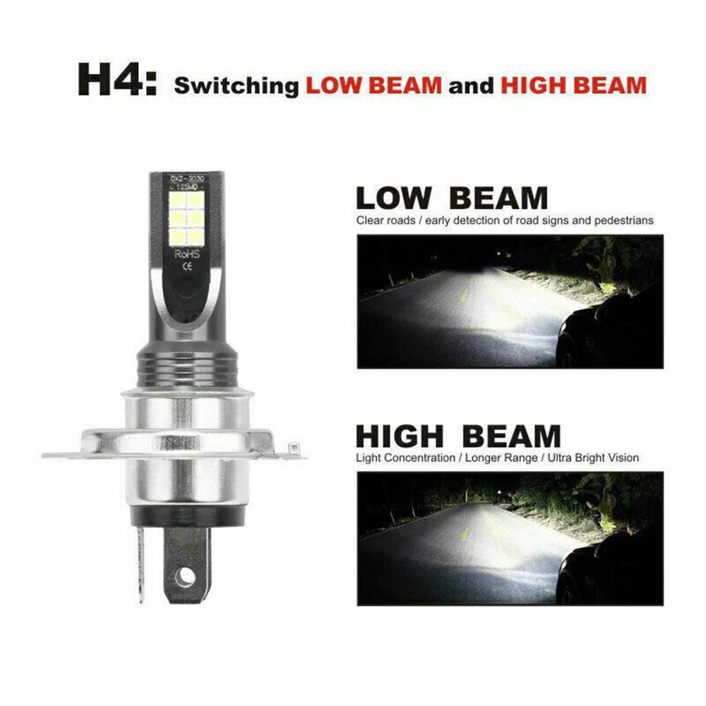 

Headlight 2pcs H4 LED Fog lights 9003 HB2 50W Beam Driving DRL White 6000K