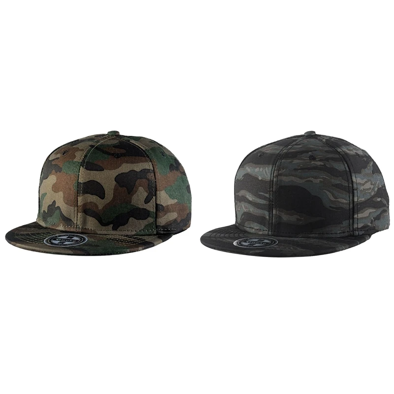 WuKe 2 шт Вышивка Snapback, бейсболка с плоским козырьком хип-хоп кепки, зеленый камуфляж и черный камуфляж волны