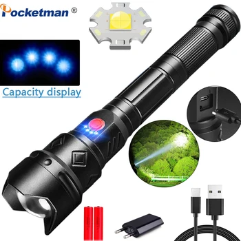 

8000 lumens High Power XHP70.2 LED Flashlight USB Rechargeable Waterproof Torch Light Powerful Lanterna Use 18650 26650 Battery