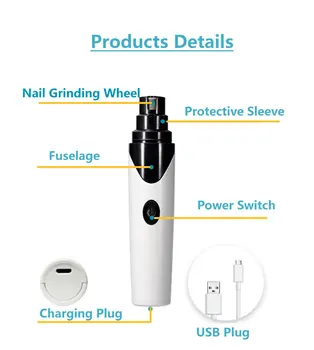 

USB Rechargeable Pet Nail Grinder Dog Electric Nail Clippers Painless Cat Paws Nail Cutter Grooming Trimmer Big Small for Dogs