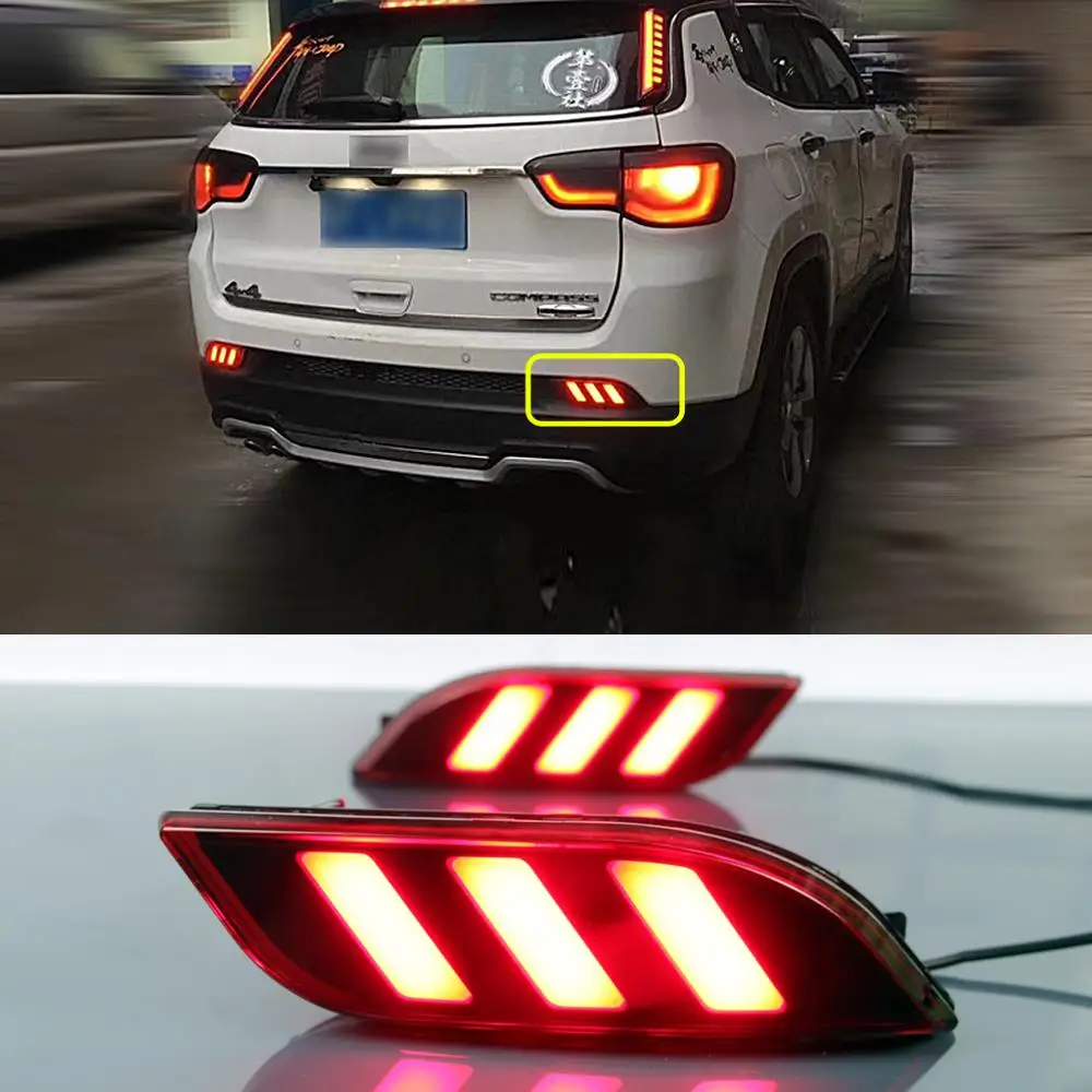 2 шт. светодиодный заднего бампера отражатель туман светильник s для Jeep Compass-, вождение, бордовый и стоп-сигнал светильник отражатель 2-в-1 функции - Испускаемый цвет: Model A