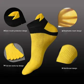 

Fashion Men Five Toe Color Breathable Cotton Low Cut Sports Ankle Socks