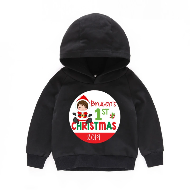 Personalized Baby's 1-4 Christma Hoodie Sweatshirt Winter Coat Toddler Baby Kids Cartoon Costume Name for Girls Clothes,dKMT341