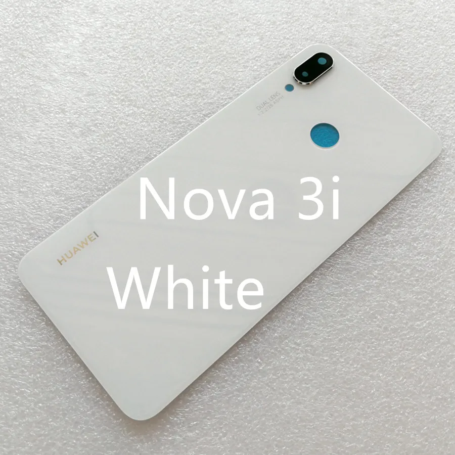 Nova 3i White Крышка батареи для huawei Nova 3 Задняя стеклянная задняя дверь корпус чехол для huawei Nova 3i крышка батареи с объективом камеры Замена - Color: Nova 3i White