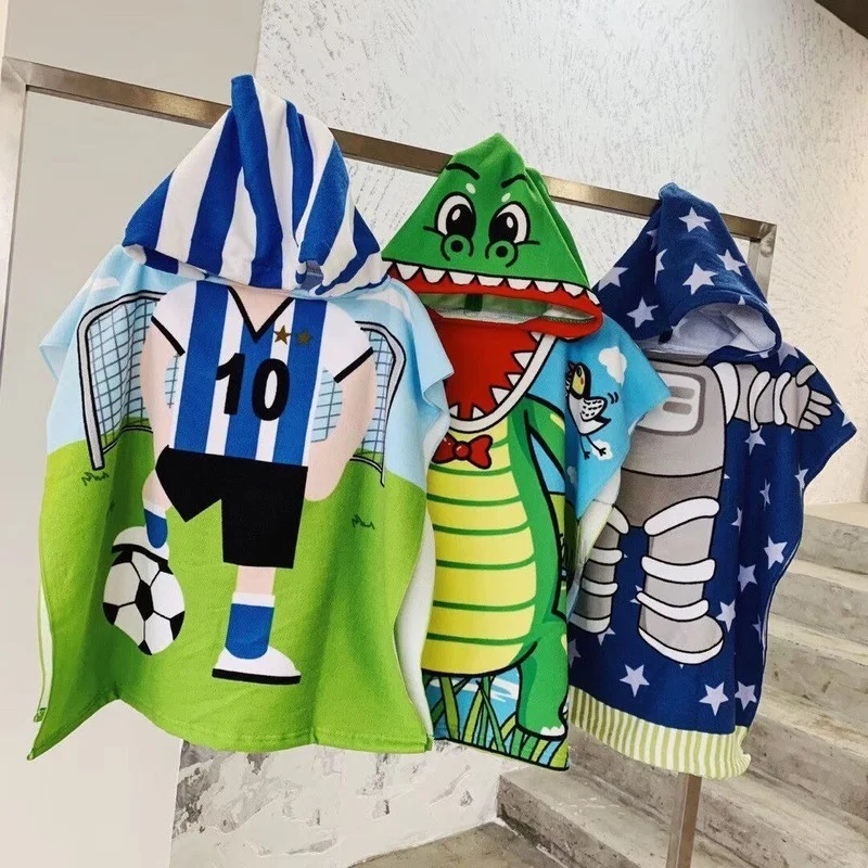 Super Absorbent Children Poncho Towel Mermaid Baby Bathrobe Surf Pool Replacement Bathrobe 0-7 Years Old Girl Boy Bath Towel yuke infant robe children s toalha cape cloak cartoon kids hooded beach towel blanket super absorbent bath towel swim pool towel