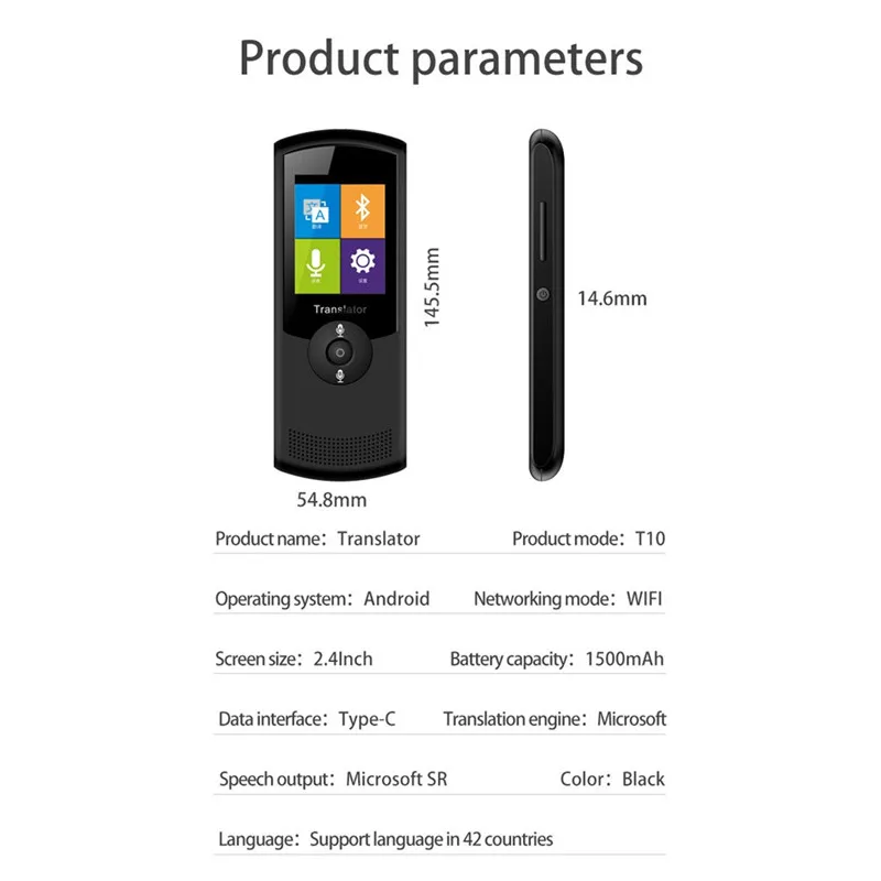 Smart Portable 2.4 Inch Screen Language Translator Intelligent Voice Translator 42 Languages For Travel Translators 50AUG13
