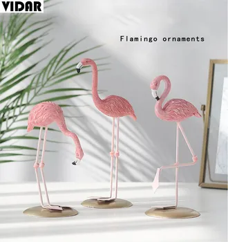 

VIDAR Resin Flamingo Nordic Decor Home Decoration Crafts Romantic Wedding Living Room Ornament Pink Mascot Store Decor Bookshelf