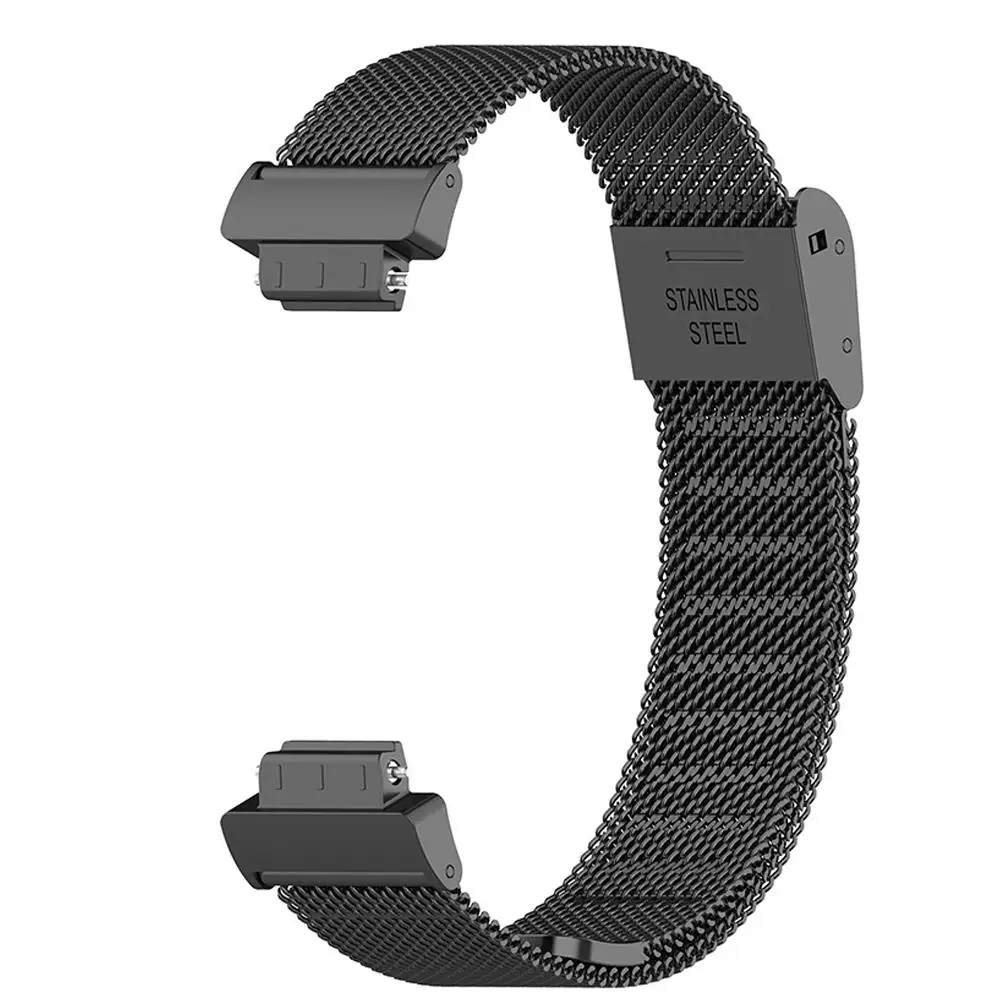 Металлический ремешок из нержавеющей стали Миланский металлический сетчатый ремень для fitbit inspire protrek Ремешки для наручных часов аксессуары - Цвет: Черный