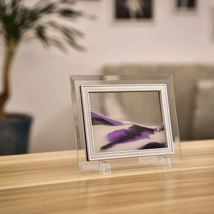 3D Dynamic Flowing Grit Sand Painting Transparent Glass Frame Drawing Landscape THIN889