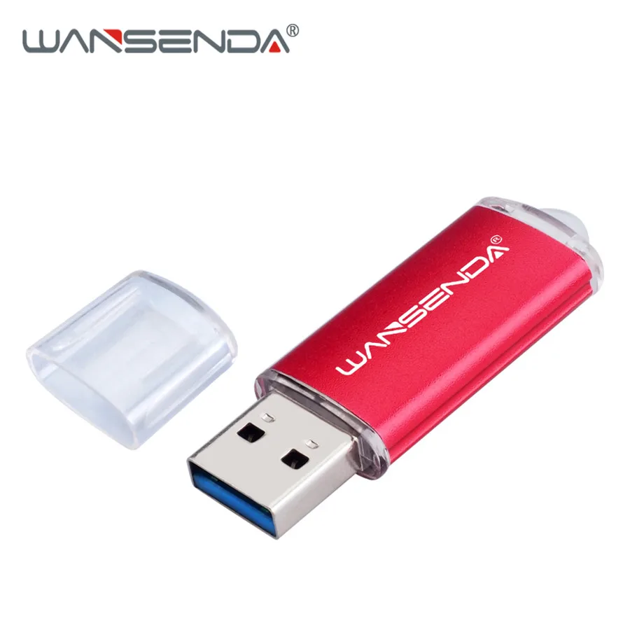 Красный Новинка WANSENDA флеш-накопитель USB 3,0, 128 ГБ, 64 ГБ, металлическая ручка-накопитель, 32 ГБ, 16 ГБ, 8 ГБ, флешка, 256 ГБ, Высокоскоростной USB 3,0, флеш-карта памяти - Цвет: Красный