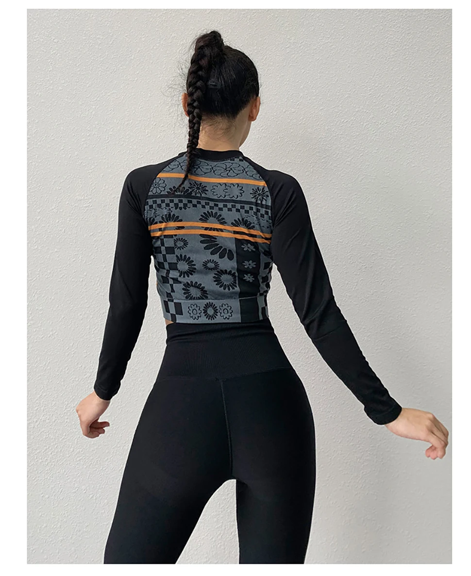 GUTA Long Sleeve Gym Yoga Sports Crop Top Women's Seamless T-shirt Fitness Woman Sport Tshirt Workout Tops For Women Sportswear