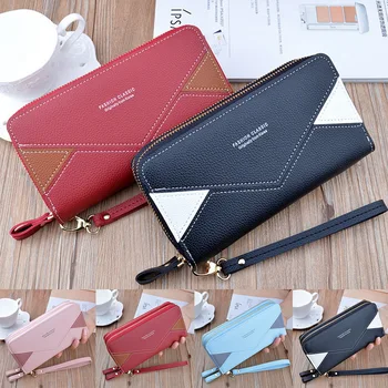 

Geometric Luxury Brand Leather Wallets Women Long Zipper Coin Purses Tassel Design Clutch Wallet Female Money Credit Card Holder