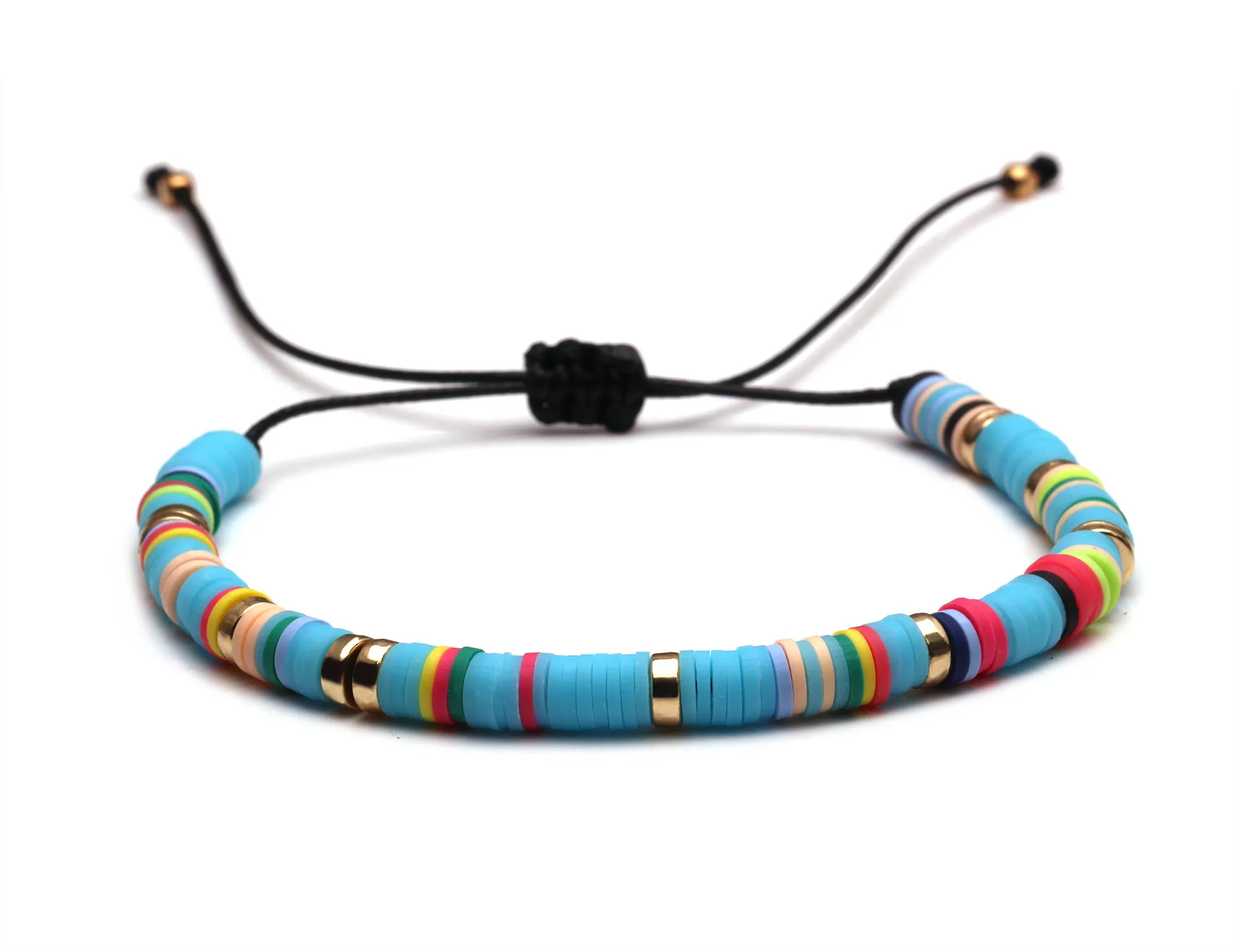 Африканский виниловый браслет Heishi Beads для мужчин и женщин Новая мода Черный вощеный шнур синий зеленый розовый Полимерная глина бисер CCB ювелирные изделия