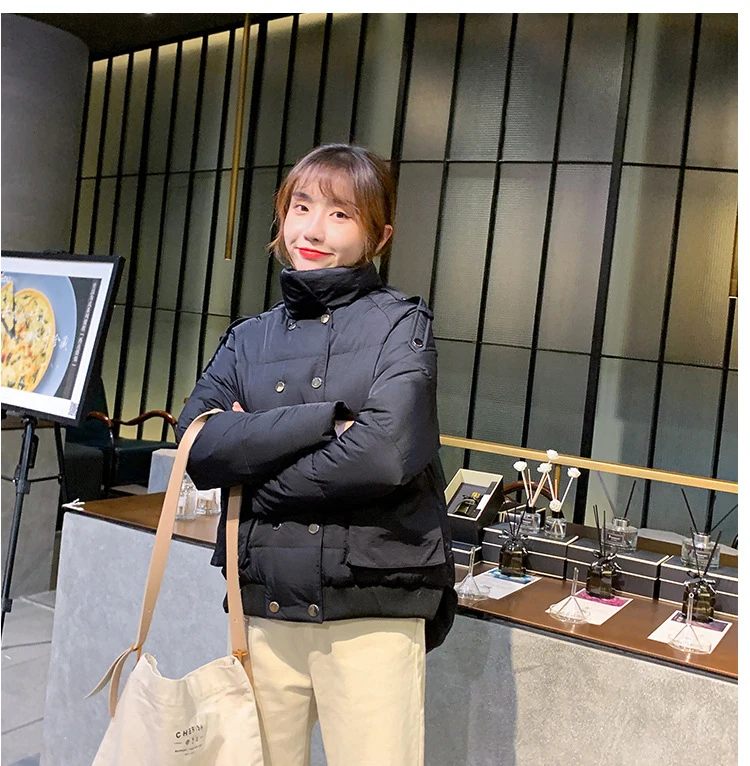 Женское зимнее черное короткое пальто, куртка Harajuku, уличная одежда, корейская мода, парки, одежда для женщин, ветровка xxl