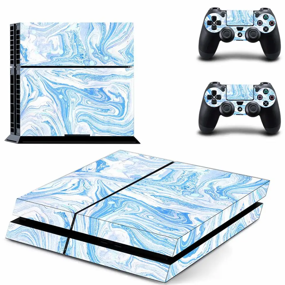 Skin Vinyl PS4 Itsaskin - Baby Blue Ice Swirl Marble - Décalcomanie Enveloppante