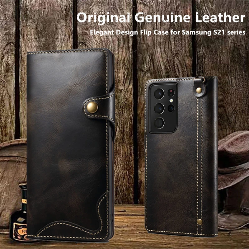 Genuine Leather Purse Flip Cover For Samsung S21 Ultra Case Galaxy S30plus Luxury Original Wallet Case Phone Card Slot Branded Flip Cases Aliexpress