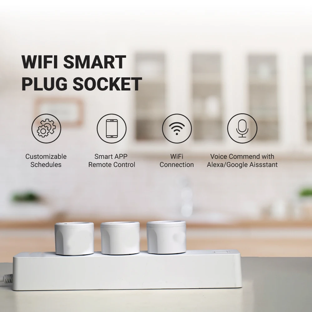 Régua de Tomada Inteligente com Wifi e Controle de Voz Funciona com Alexa Home e Assistente Entradas Tomada Inteligente eu 3 Google 2 Usb - Image 3