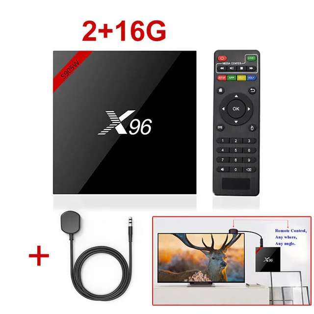 2G16G with IR Cable X96W Android 7,1 Smart tv Box 2GB16GB Amlogic S905W четырехъядерный 2,4 ГГц WiFi телеприставка 4K HD онлайн домашний медиаплеер PK H96 Max - Цвет: 2G16G with IR Cable