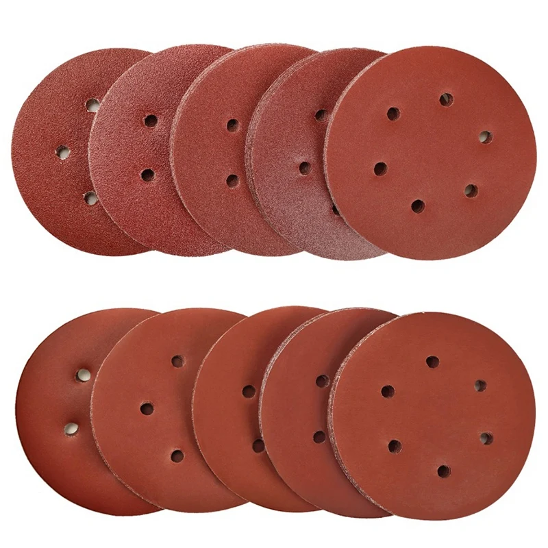 

100Pcs 6 inch Grit 40-2000 Sanding Discs Pad 6-Hole Kit for Drill Grinder Rotary Tools Hook&Loop Alumina Sander Sand Paper