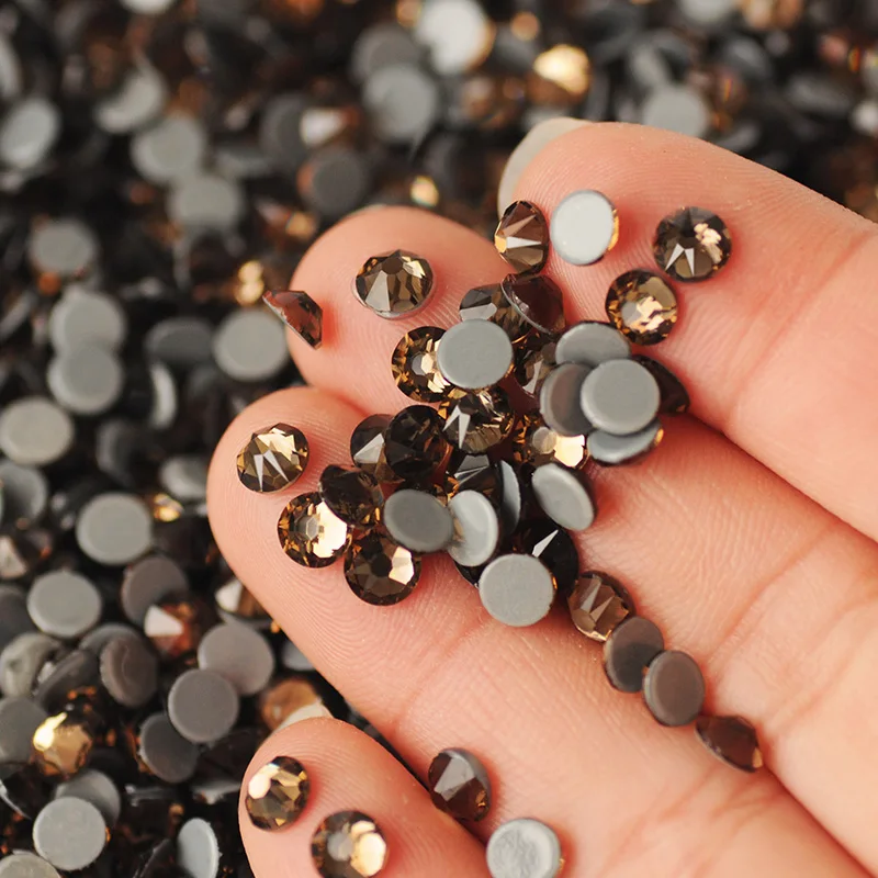 

2088 Hotfix Strass Stones Smoked Topaz 8 Big 8 Small Facets Iron On Crystal Rhinestones DIY Handicraft Clothes Accessories
