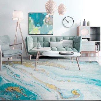

Abstract Blue Golden Marble Area Rugs Living Room Sofa Bedroom Bedside Kids Play Tent Carpets Hallway Kitchen Non-Slip Floor Mat