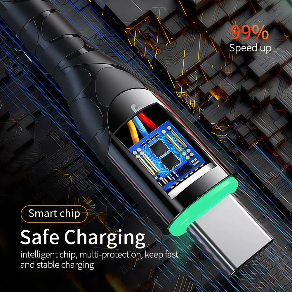 Essager usb type C кабель для samsung S10 S9 Xiaomi Mi 3A Быстрая зарядка USB-C type-c 3 м провод шнур USBC зарядное устройство кабель для мобильного телефона