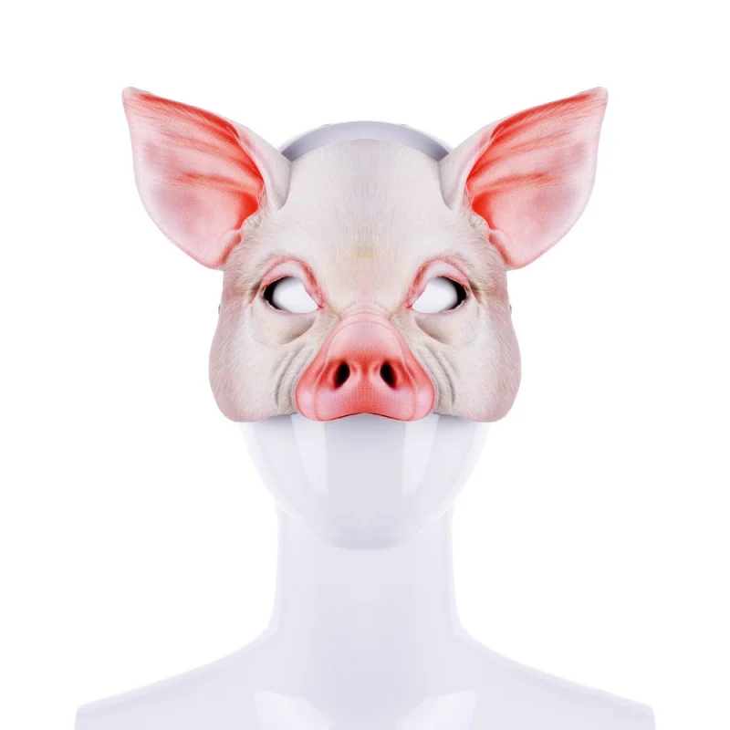 New Thrilling Halloween Funny Carnival Party Animal Realstic Half Face White Black Anime Cosplay EVA 3D Pig Mask