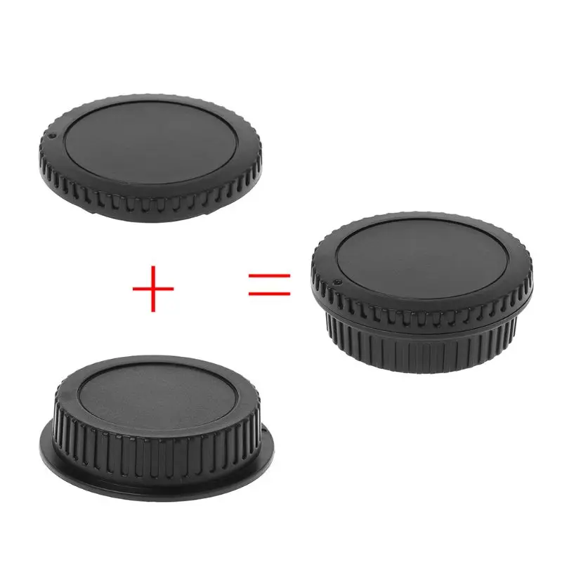 

Rear Lens Body Cap Camera Cover Set Dust Screw Mount Protection Plastic Black Replacement for Canon EOS EF EFS 5DII 6D