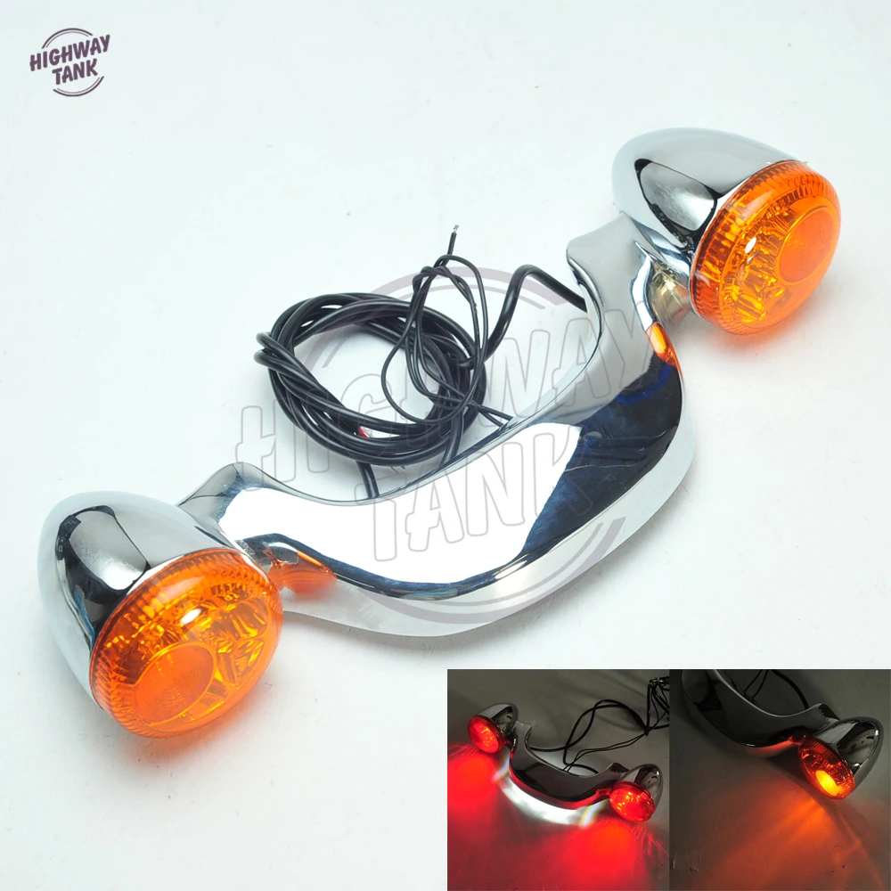  Chrome Motorcycle LED Rear Turn Signal Brake Light Bar Case for Harley Touring Street Road Glide 20 - 4000123804614