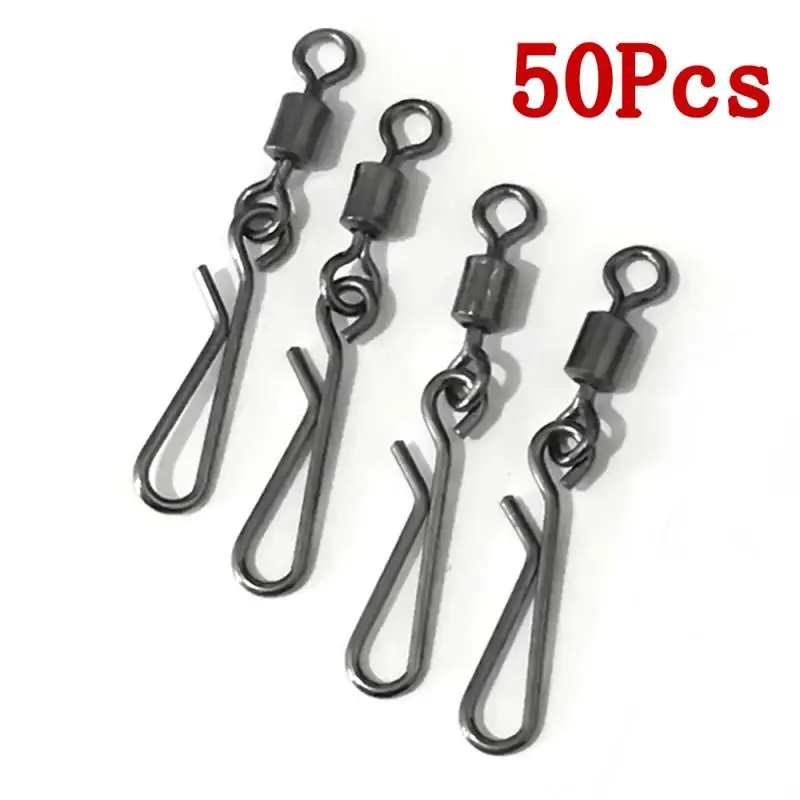 50pcs Swivel Rolling Swivel with Coastlock Snap Hook Lure Connector Hot Sell For Fishhook Lure Carp Fishing Accessorie