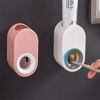 

Toothbrush Holder Set Toothpaste Dispenser Wall Mount Stand Bathroom Accessories Set Rolling Automatic Squeezer Family Set