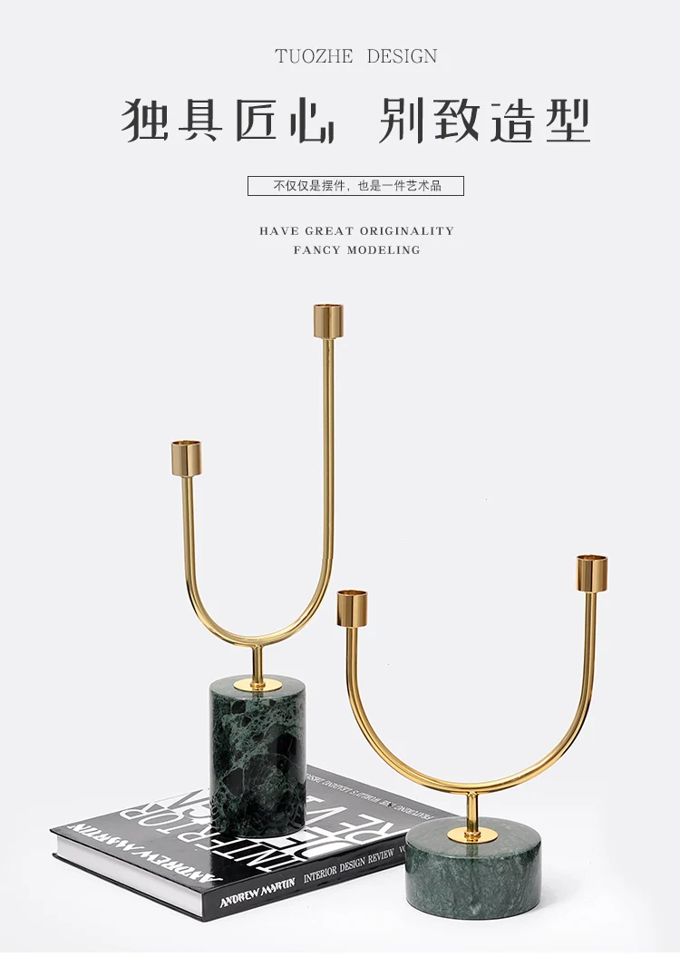 Simple Modern Candle Holder Marble Stainless Candlestick Bougeoir Argent Luxury Retro Iron Gold Home DecorationsFF80C5