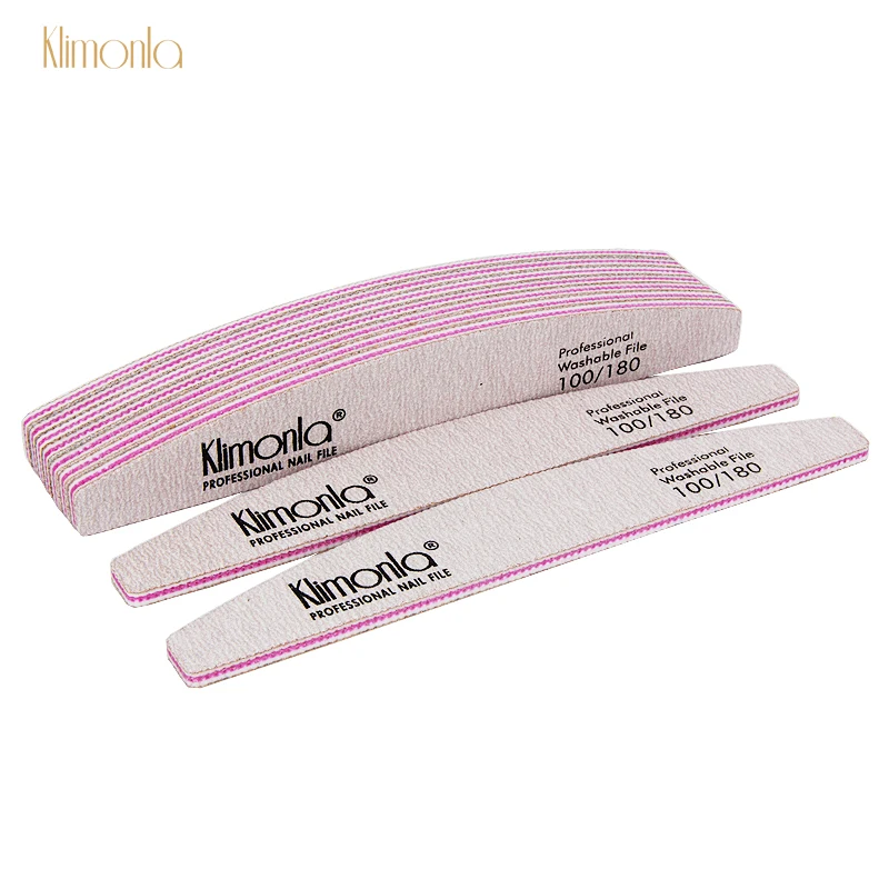 10Pcs/Lot Klimonla Professional Nail File 100/180 Grit UV Gel Nail Polisher Buffer Block Beauty Salon Manicure And Pedicure Tool