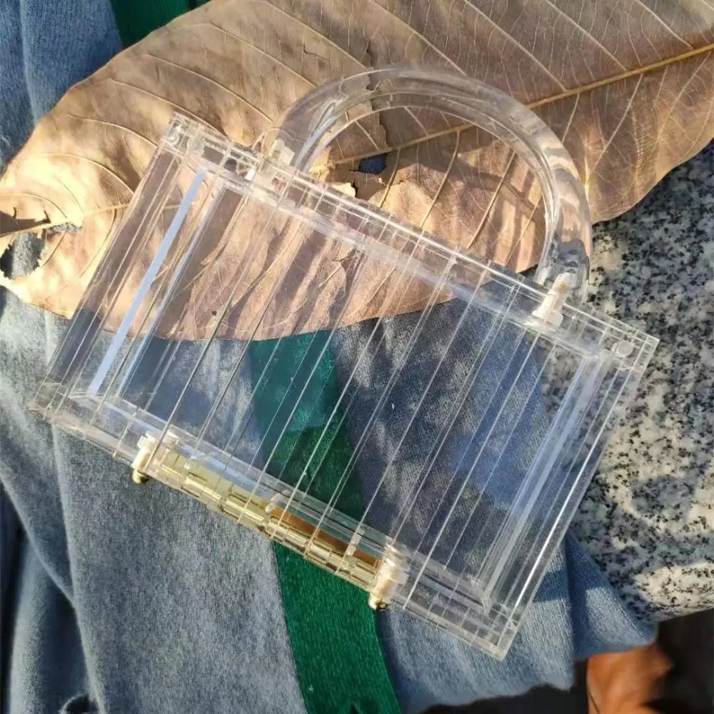 Transparent totes bag Clear acrylic PVC plastic box bag Dubai women