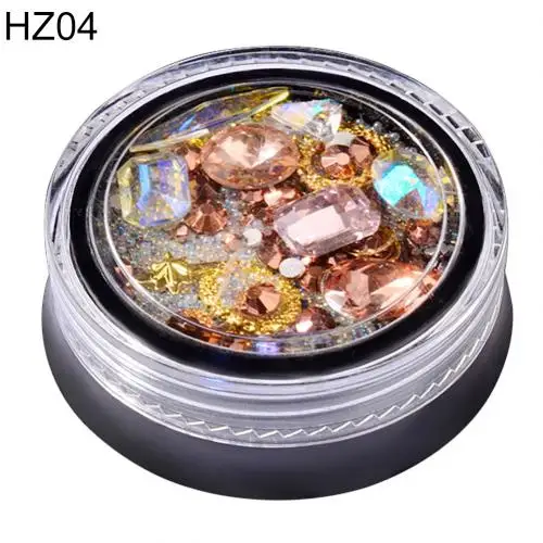 HZ04 Смешанные 3D Стразы, бусины для маникюра, Типсы, украшения, блестящие хрустальные шпильки, камни для ногтей, смешанные цвета, инструмент для маникюра «сделай сам» - Цвет: HZ04