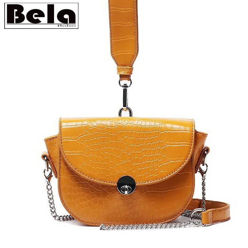 

BelaBolso Stone Pattern Ladies Handbag Saddle Bags For Women 2020 New Shoulder Messenger Bags Female Purses And Handbags HMB770