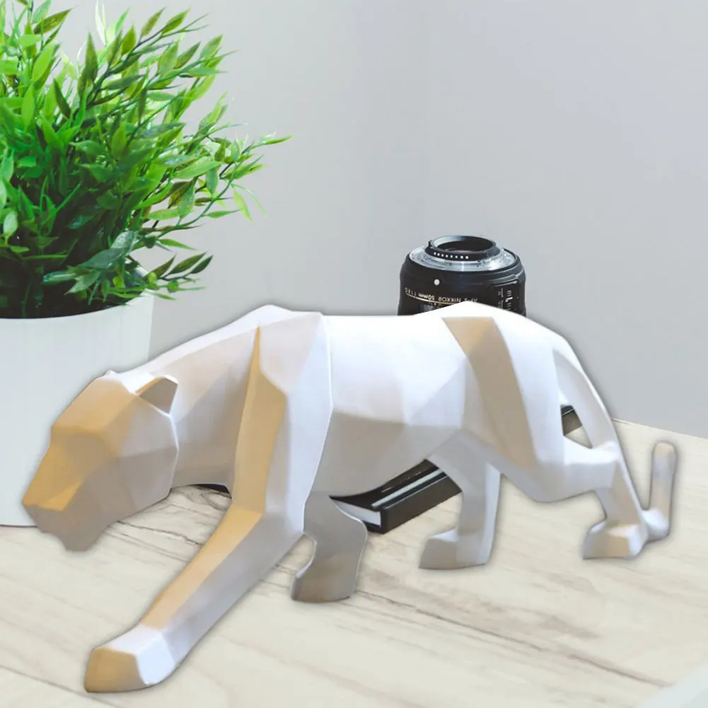 

Home Table Standing Leopard Statue Resin Portable Geometric Ornament Gift Decoration Art Nordic Style Simulation Animal Craft